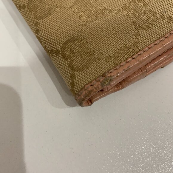 Gucci Beige GG Canvas Long Wallet Sku#84184 (Gently used, snap loose) - Picture 5 of 12